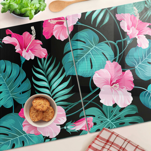 Tabla para cortar Flores y hojas tropicales