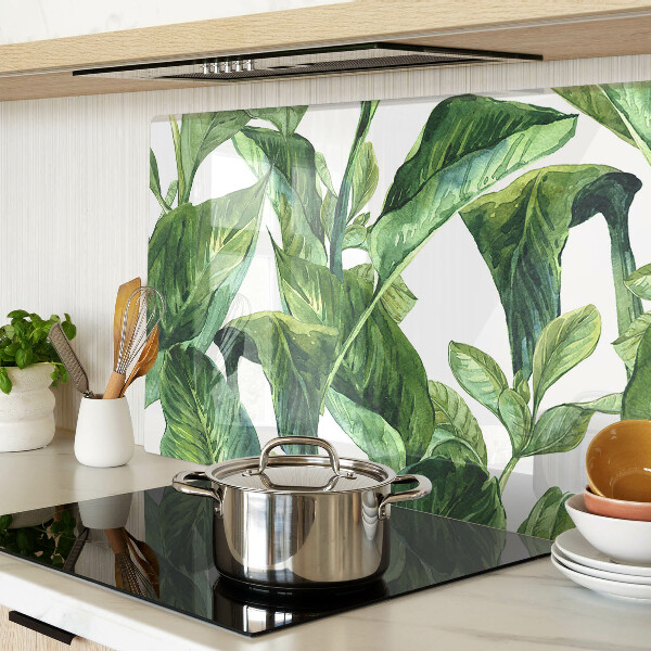 Tabla de cortar de cristal Hojas de plantas tropicales