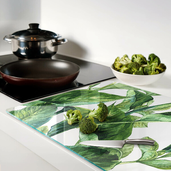 Tabla de cortar de cristal Hojas de plantas tropicales