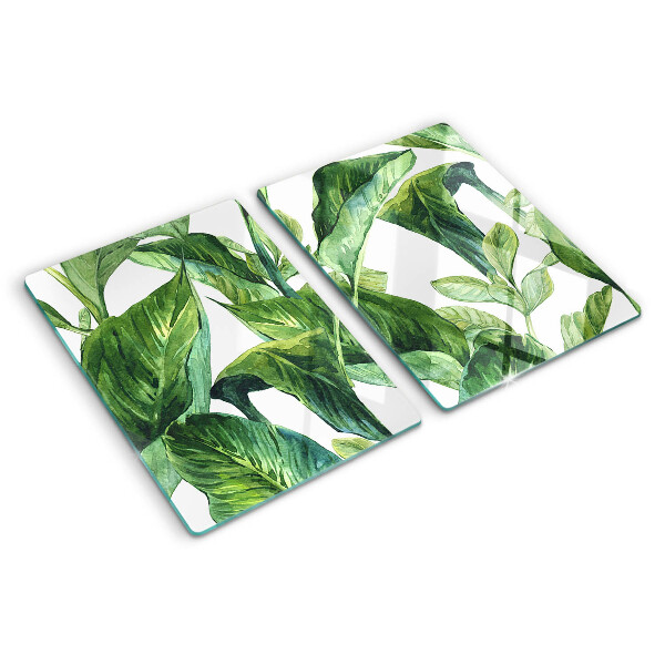 Tabla de cortar de cristal Hojas de plantas tropicales