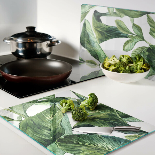 Tabla de cortar de cristal Hojas de plantas tropicales