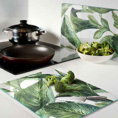 Tabla de cortar de cristal Hojas de plantas tropicales