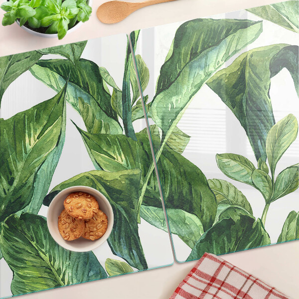 Tabla de cortar de cristal Hojas de plantas tropicales