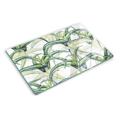 Tabla de cortar de cristal Hojas de plantas en estilo acuarela