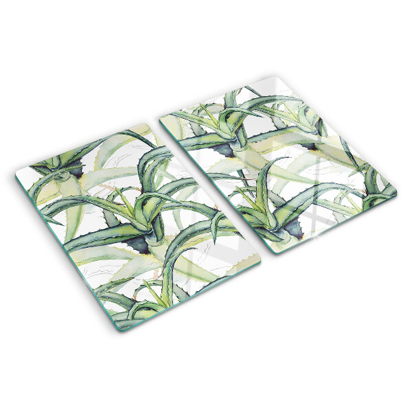 Tabla de cortar de cristal Hojas de plantas en estilo acuarela