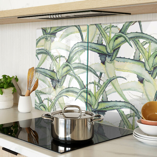 Tabla de cortar de cristal Hojas de plantas en estilo acuarela