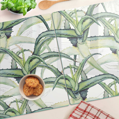 Tabla de cortar de cristal Hojas de plantas en estilo acuarela
