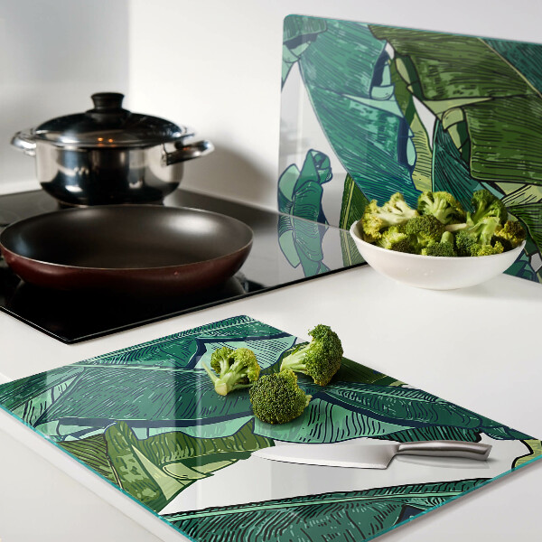 Tabla de cortar Hojas de palma en tonos verdes