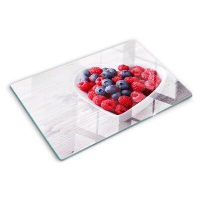 Tabla de cortar de cristal frutas en forma de corazón