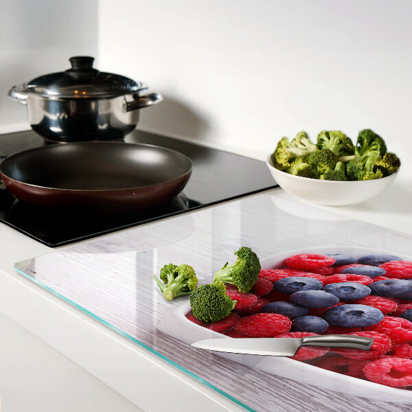 Tabla de cortar de cristal frutas en forma de corazón