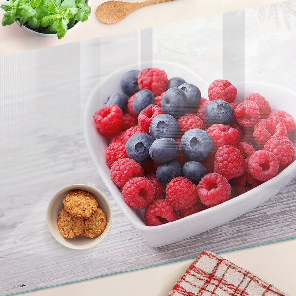 Tabla de cortar de cristal frutas en forma de corazón