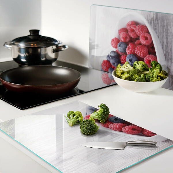 Tabla de cortar de cristal frutas en forma de corazón