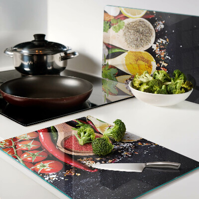 Tabla de cortar de cristal Especias y hierbas