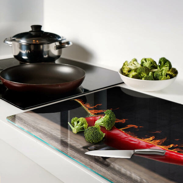 Szklana deska do krojenia Ogień i papryka chili