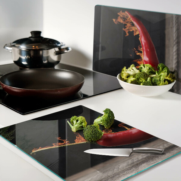 Tabla para cortar Fuego y chile