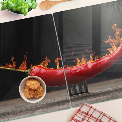 Szklana deska do krojenia Ogień i papryka chili