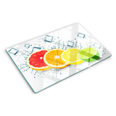 Tabla de cortar de cristal Frutas cítricas en rodajas de colores