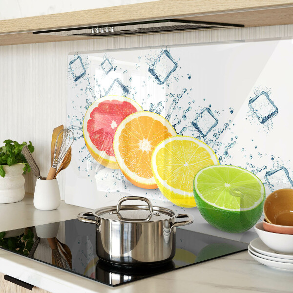 Tabla de cortar de cristal Frutas cítricas en rodajas de colores