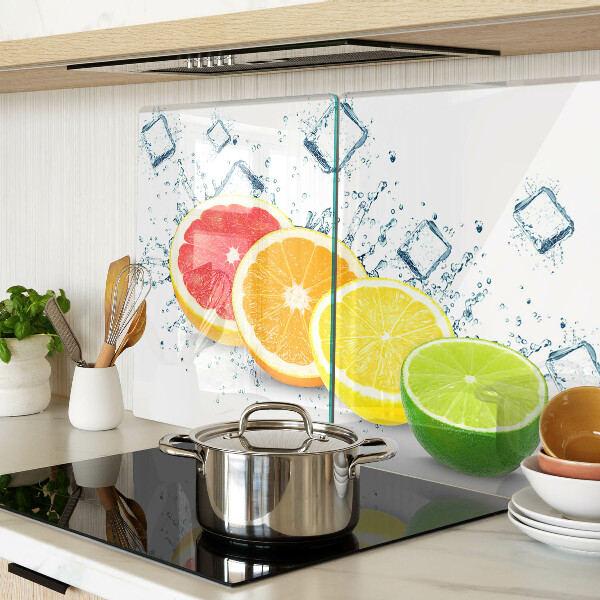 Tabla de cortar de cristal Frutas cítricas en rodajas de colores