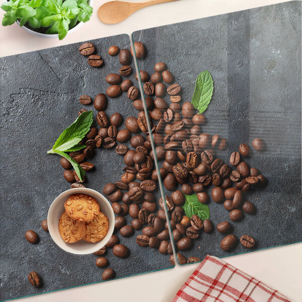 Deska kuchenna szklana Ziarna kawy na tle kamienia