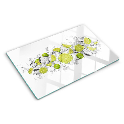 Tabla de cortar de cristal Limones y hielo