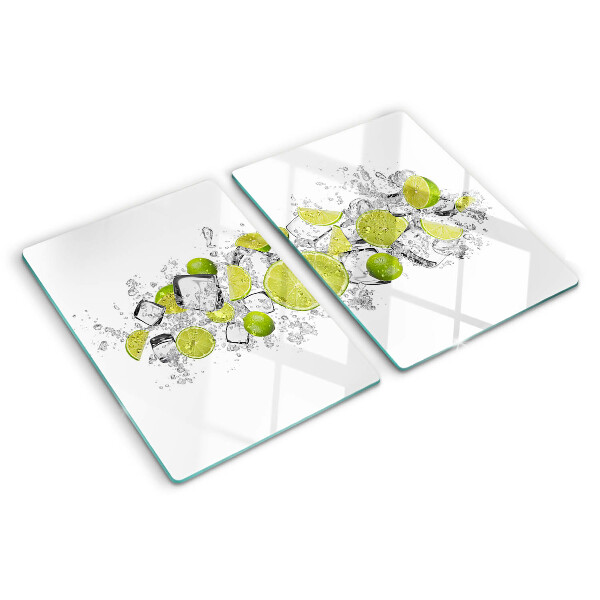 Tabla de cortar de cristal Limones y hielo