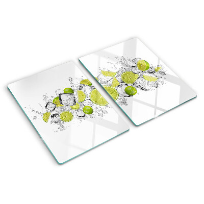 Tabla de cortar de cristal Limones y hielo