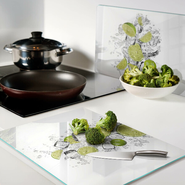 Tabla de cortar de cristal Limones y hielo