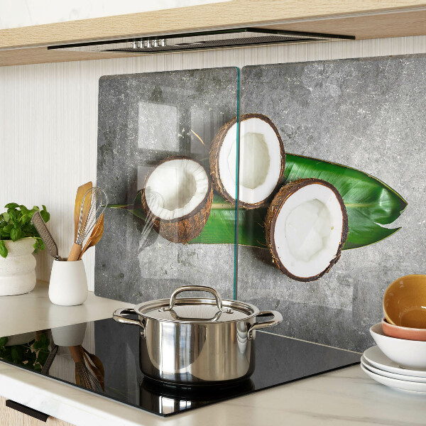 Deska kuchenna szklana Kokos na tle betonu