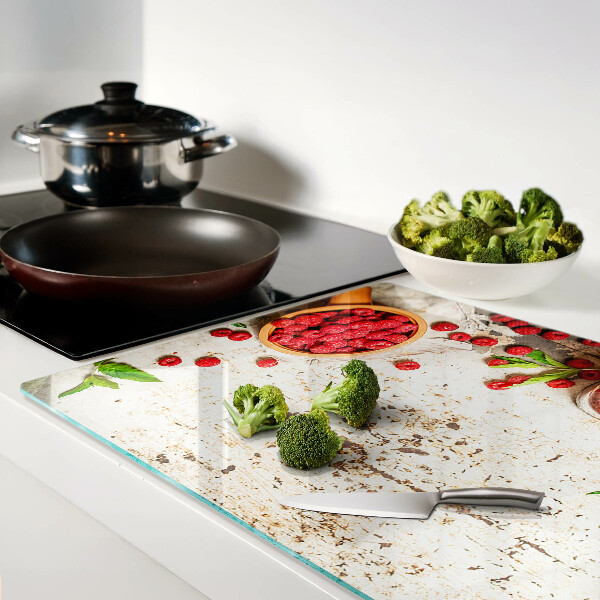 Tabla de cortar Frambuesas y hojas