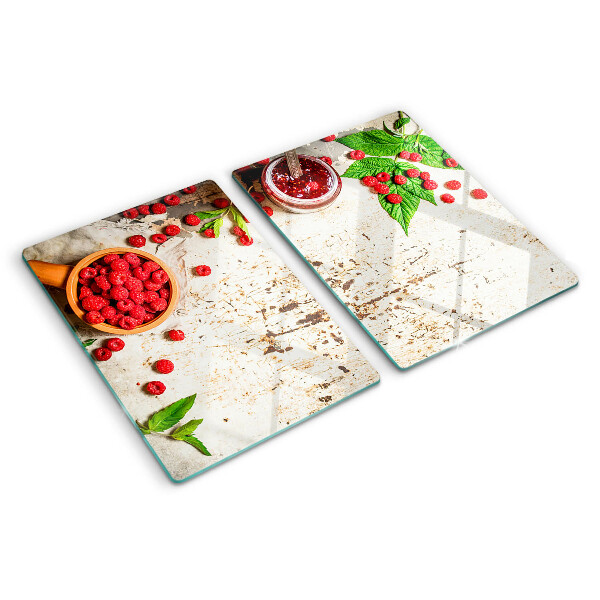 Tabla de cortar Frambuesas y hojas