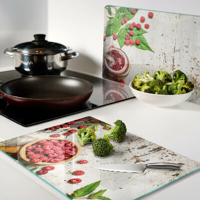 Tabla de cortar Frambuesas y hojas