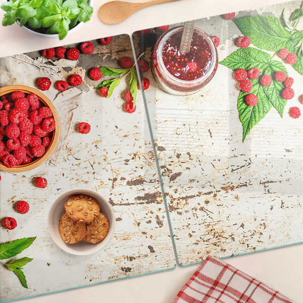 Tabla de cortar Frambuesas y hojas