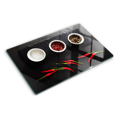 Tabla de cortar Especias y pimientos rojos