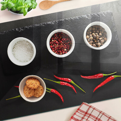 Tabla de cortar Especias y pimientos rojos