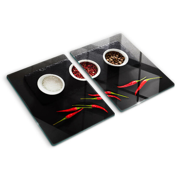 Tabla de cortar Especias y pimientos rojos