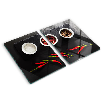 Tabla de cortar Especias y pimientos rojos