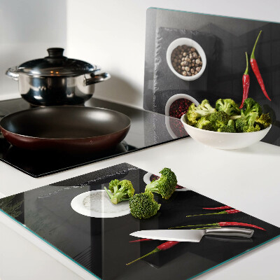 Tabla de cortar Especias y pimientos rojos