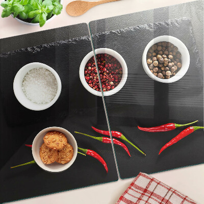 Tabla de cortar Especias y pimientos rojos