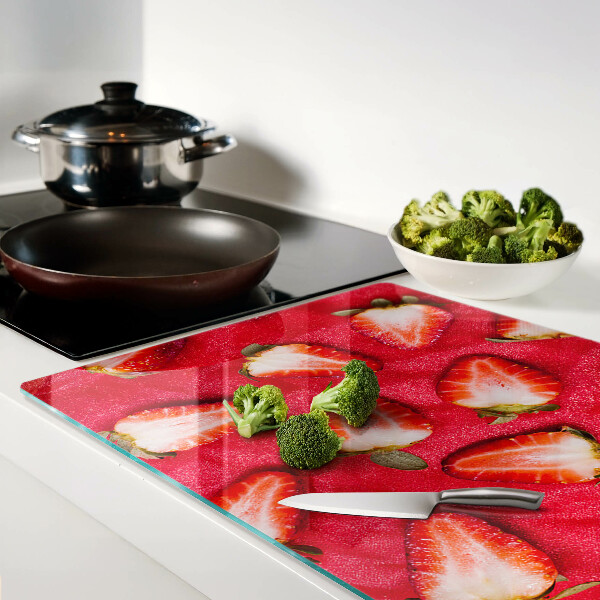 Tabla de cocina Fresas sobre un fondo rosa