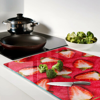 Tabla de cocina Fresas sobre un fondo rosa