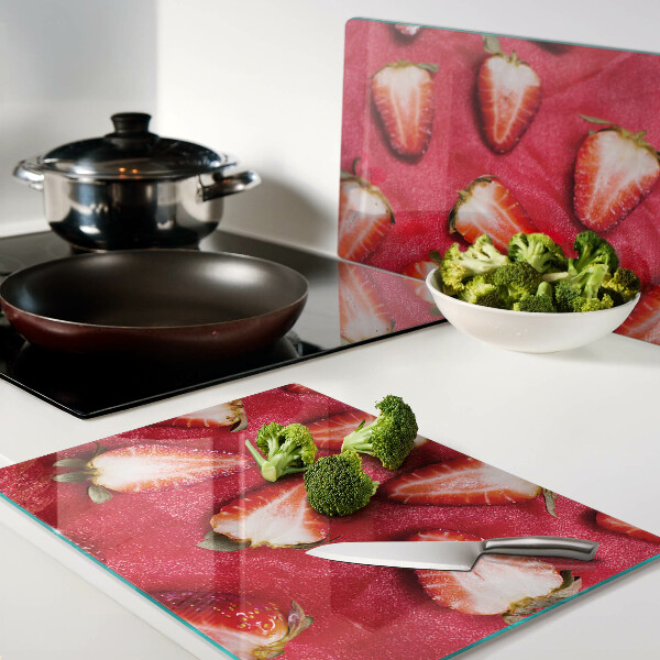 Tabla de cocina Fresas sobre un fondo rosa