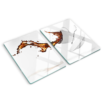 Szklana deska do krojenia Kawa i rozpryskujący się napój