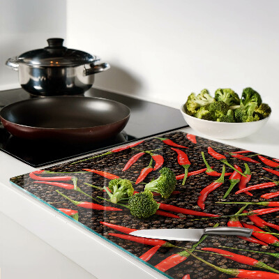 Tabla para cortar Chiles sobre pimienta negra