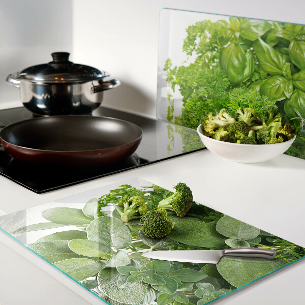Tabla de cocina Hierbas y hojas verdes