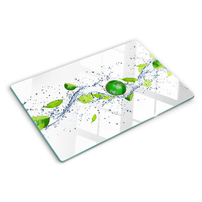 Tabla de cortar de cristal Limones y agua de hojas