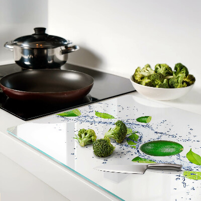 Tabla de cortar de cristal Limones y agua de hojas