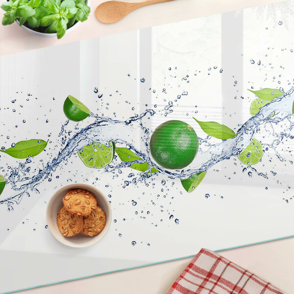 Tabla de cortar de cristal Limones y agua de hojas