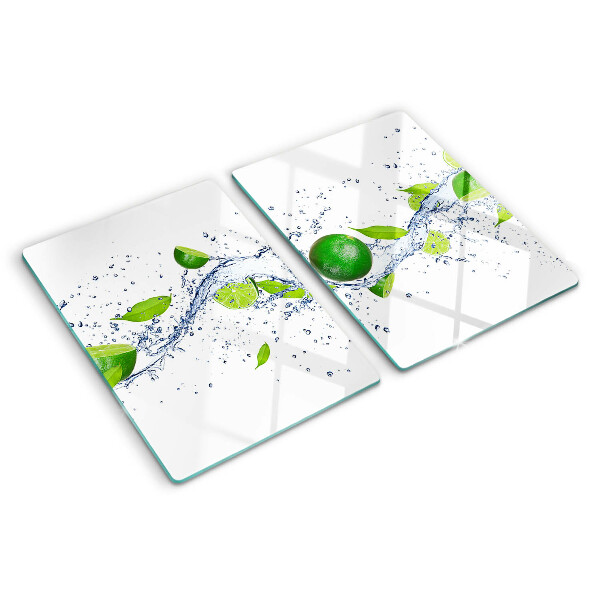 Tabla de cortar de cristal Limones y agua de hojas