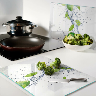 Deska kuchenna szklana Cytryny i woda z liśćmi